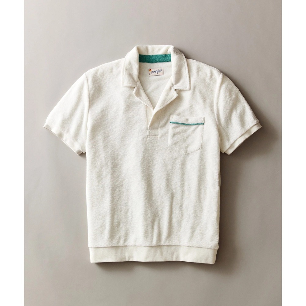 Marine Layer Emilio Vintage Terry Polo White Medium New With Tags